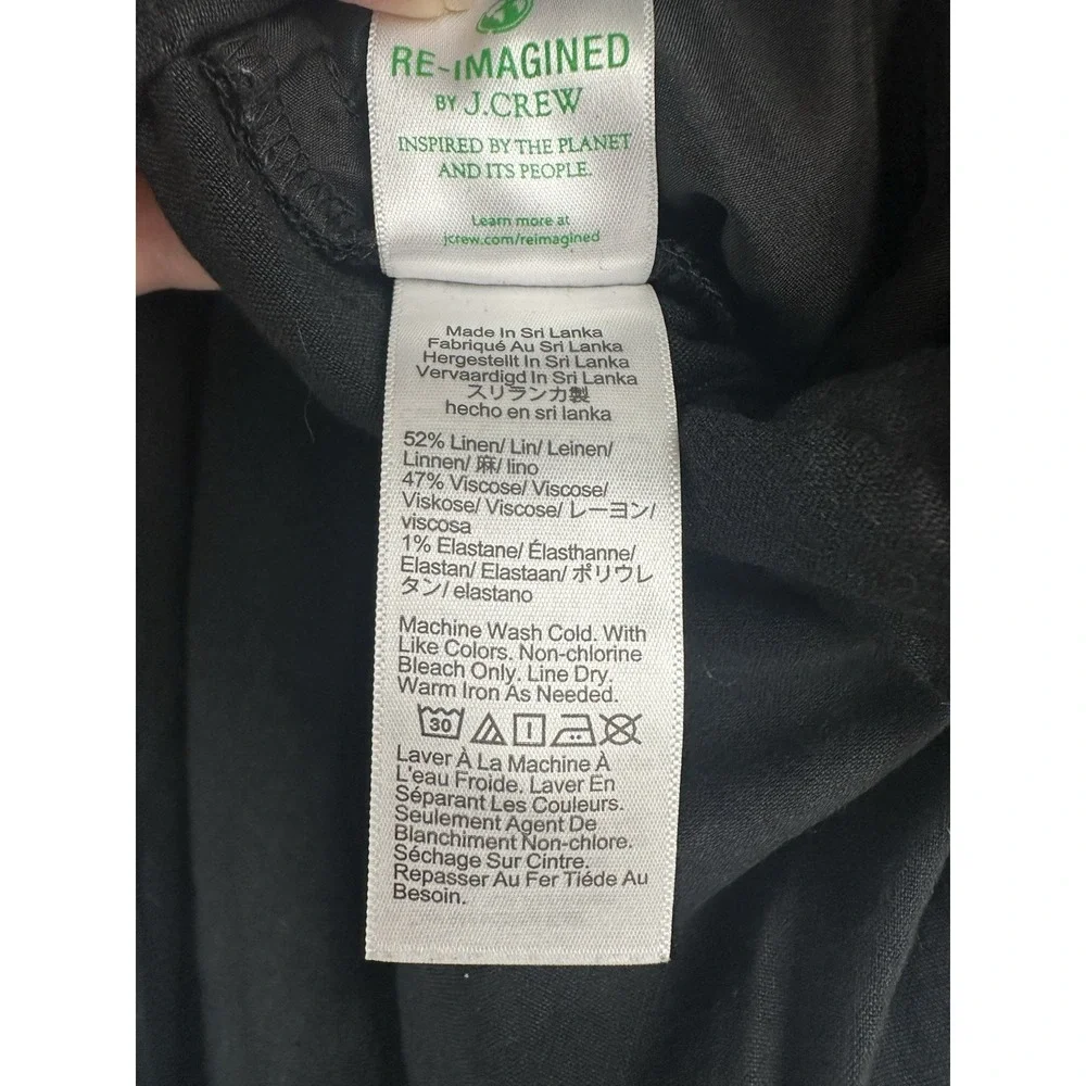 J Crew Women's Linen Blend Pants Size 2 Black Pleated Trouser Old Money Coastal